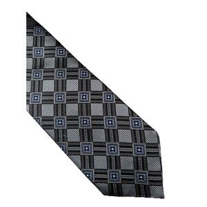 JZ Richards Silk Tie‎ Silver Geometric Handmade USA NWT